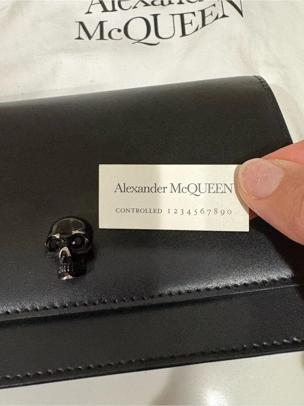 Alexander McQueen Black Leather Skull-Emblem Wallet